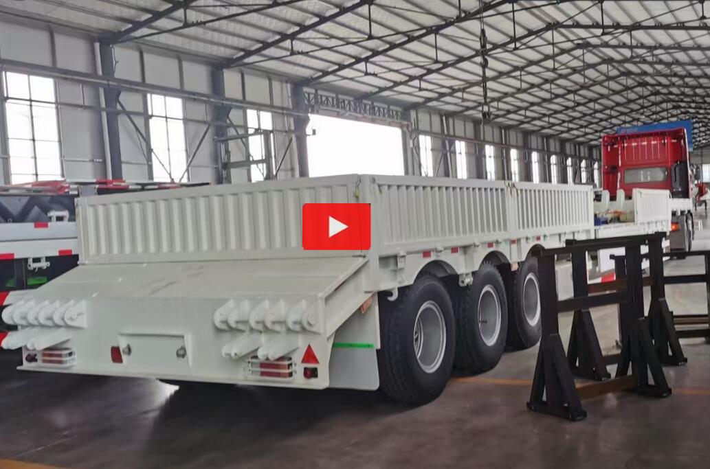 3 axles 60tons lowbed trailer with dropside