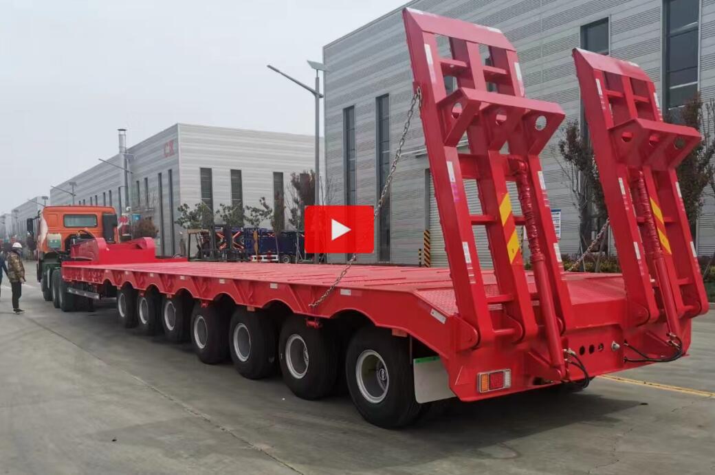 7 axles 150tons lowbed trailer with hydraulic ladder