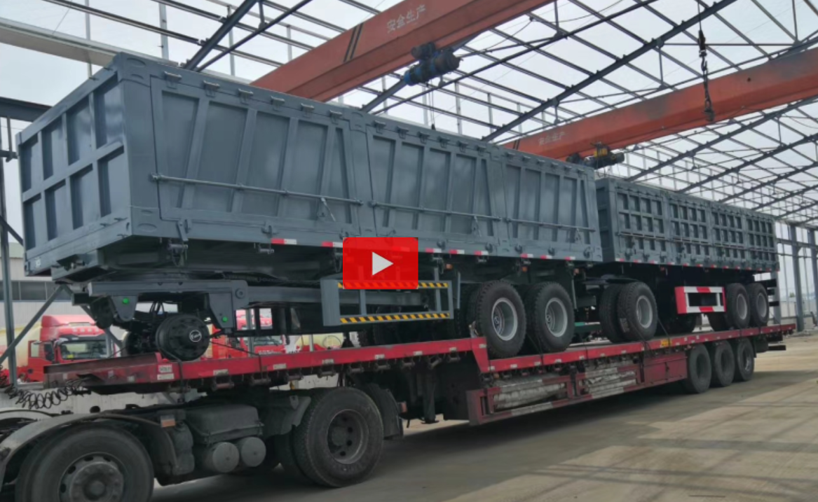 50tons side dump trailer deliver to Khorgos border