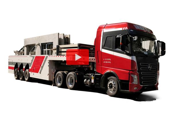 Precast concrete transport trailer load & offload